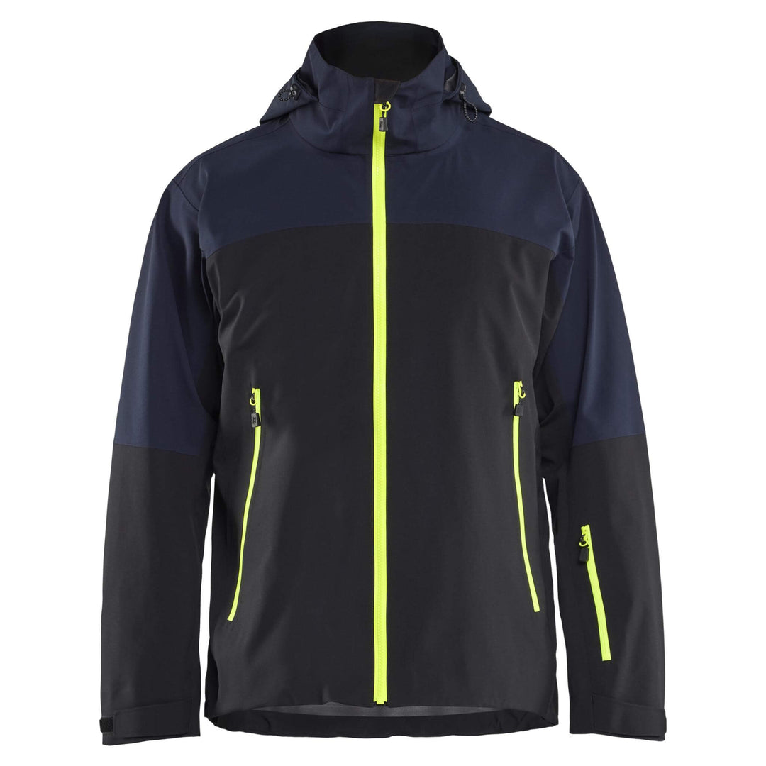 Blaklader 49801916 STRIKER Waterproof Stretch Shell Jacket Dark Navy Blue/Hi-Vis Yellow Main #colour_dark-navy-blue-hi-vis-yellow