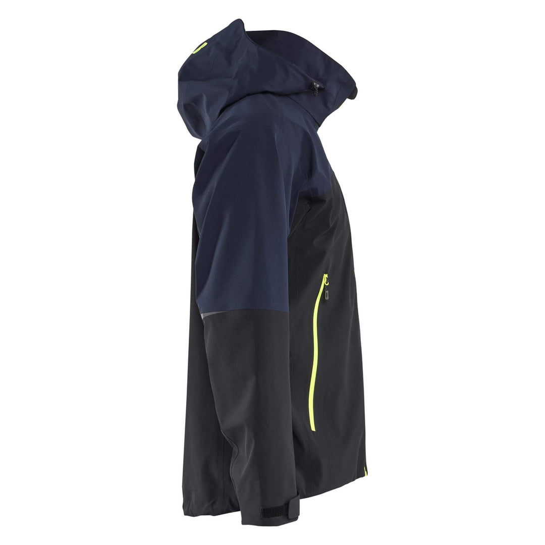 Blaklader 49801916 STRIKER Waterproof Stretch Shell Jacket Dark Navy Blue/Hi-Vis Yellow Right #colour_dark-navy-blue-hi-vis-yellow