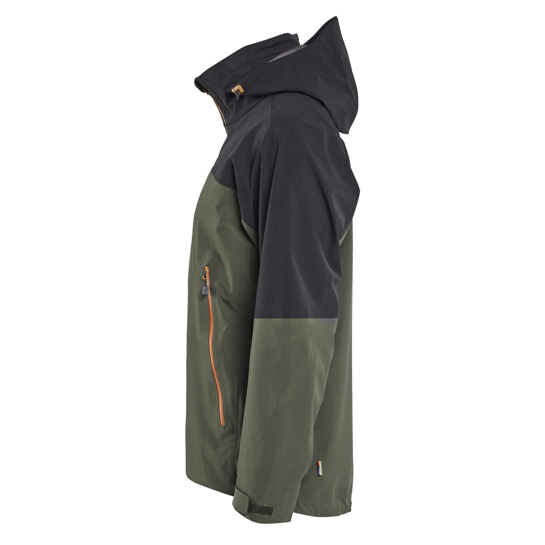 Blaklader 49801916 STRIKER Waterproof Stretch Shell Jacket Forest Green/Rust Left #colour_forest-green-rust
