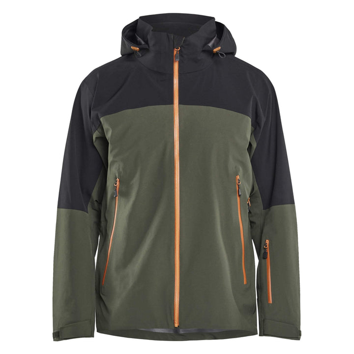 Blaklader 49801916 STRIKER Waterproof Stretch Shell Jacket Forest Green/Rust Main #colour_forest-green-rust