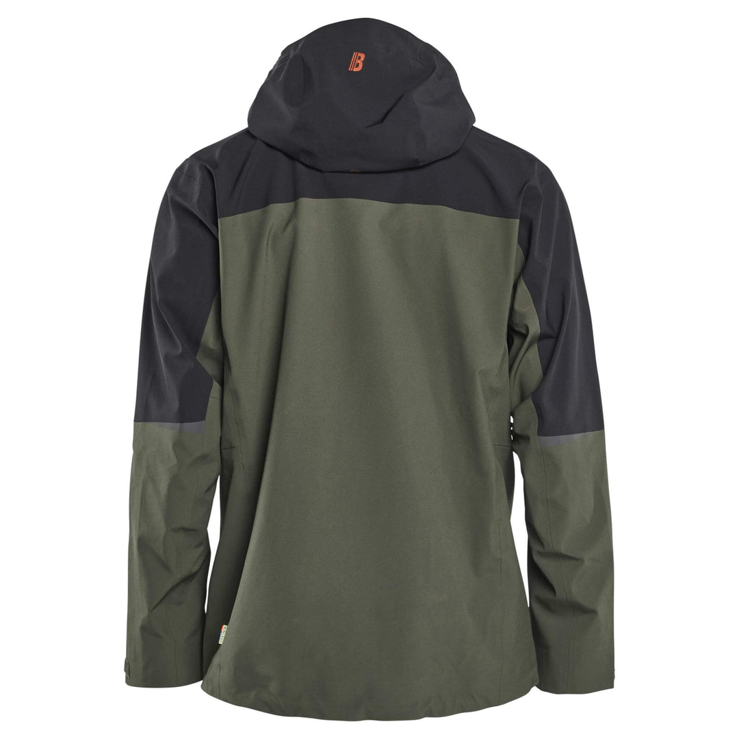 Blaklader 49801916 STRIKER Waterproof Stretch Shell Jacket Forest Green/Rust Rear #colour_forest-green-rust
