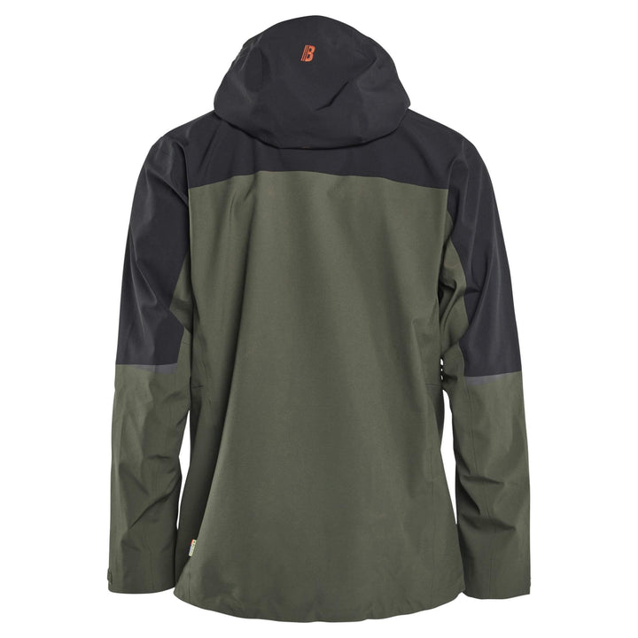 Blaklader 49801916 STRIKER Waterproof Stretch Shell Jacket Forest Green/Rust Rear #colour_forest-green-rust