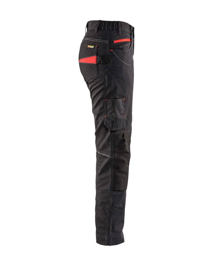 Blaklader 71951330 Service Trousers Stretch Black/Red Right #colour_black-red