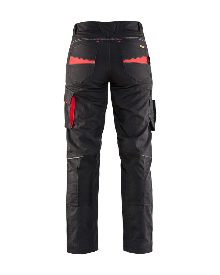 Blaklader 71951330 Service Trousers Stretch Black/Red Rear #colour_black-red