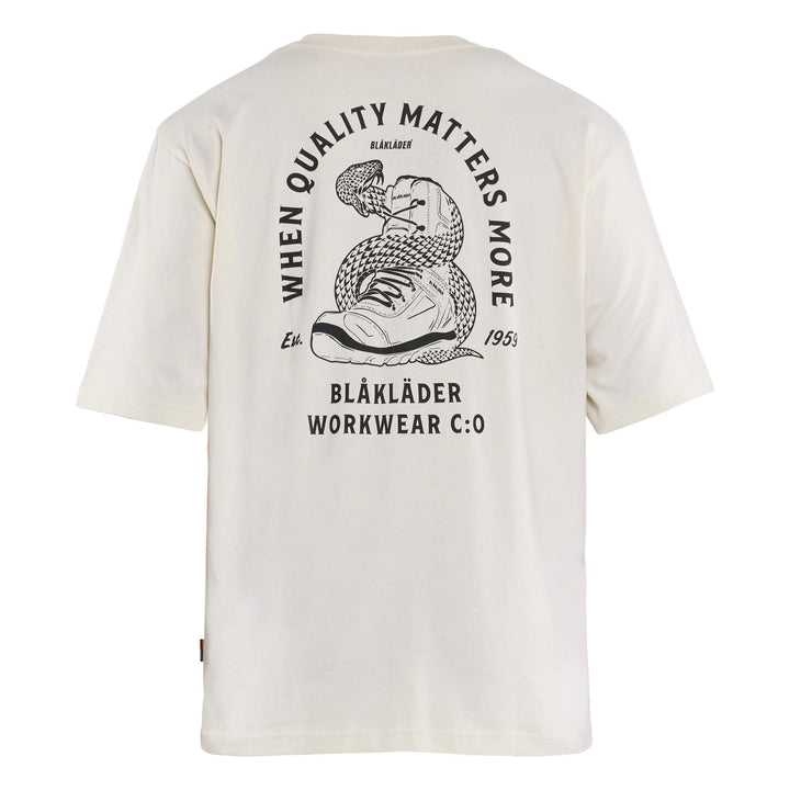 Blaklader 94271030 Snake Loose Fit Cotton T-Shirt Unbleached Rear #colour_unbleached