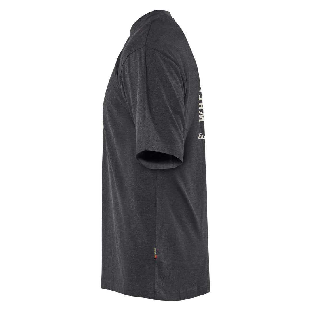 Blaklader 94271025 Snake Loose Fit Polycotton T-Shirt Black Melange Left #colour_black-melange