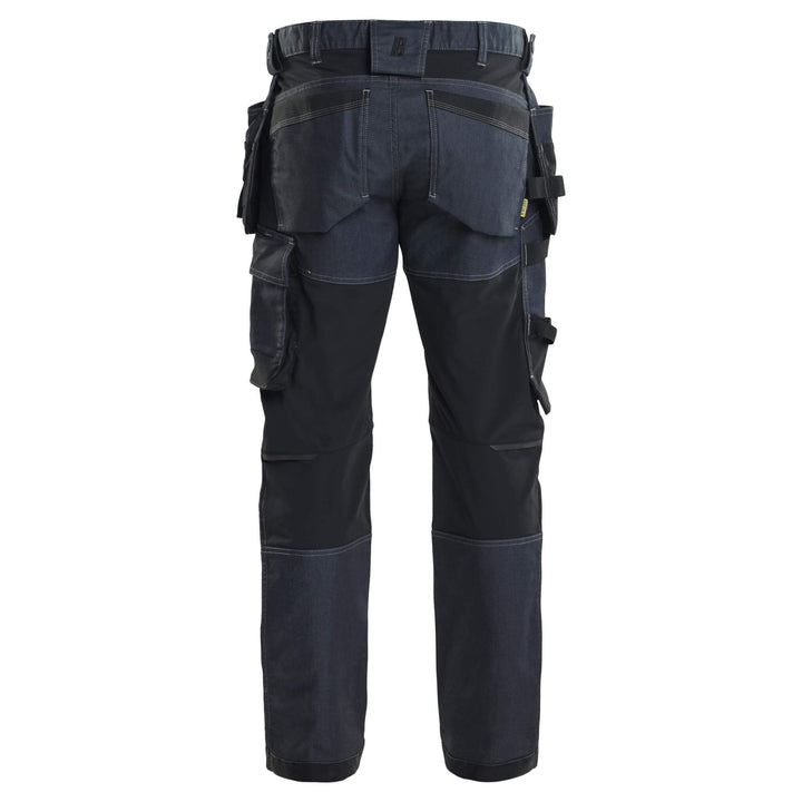 Blaklader 17501141 Stretch Denim Craftsman Trousers Navy Blue/Black Rear #colour_navy-blue-black