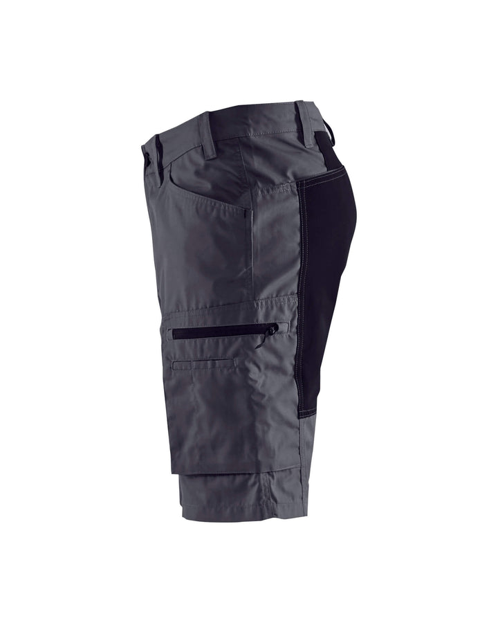 Blaklader 14491845 Stretch Service Shorts Mid Grey/Black Left #colour_mid-grey-black