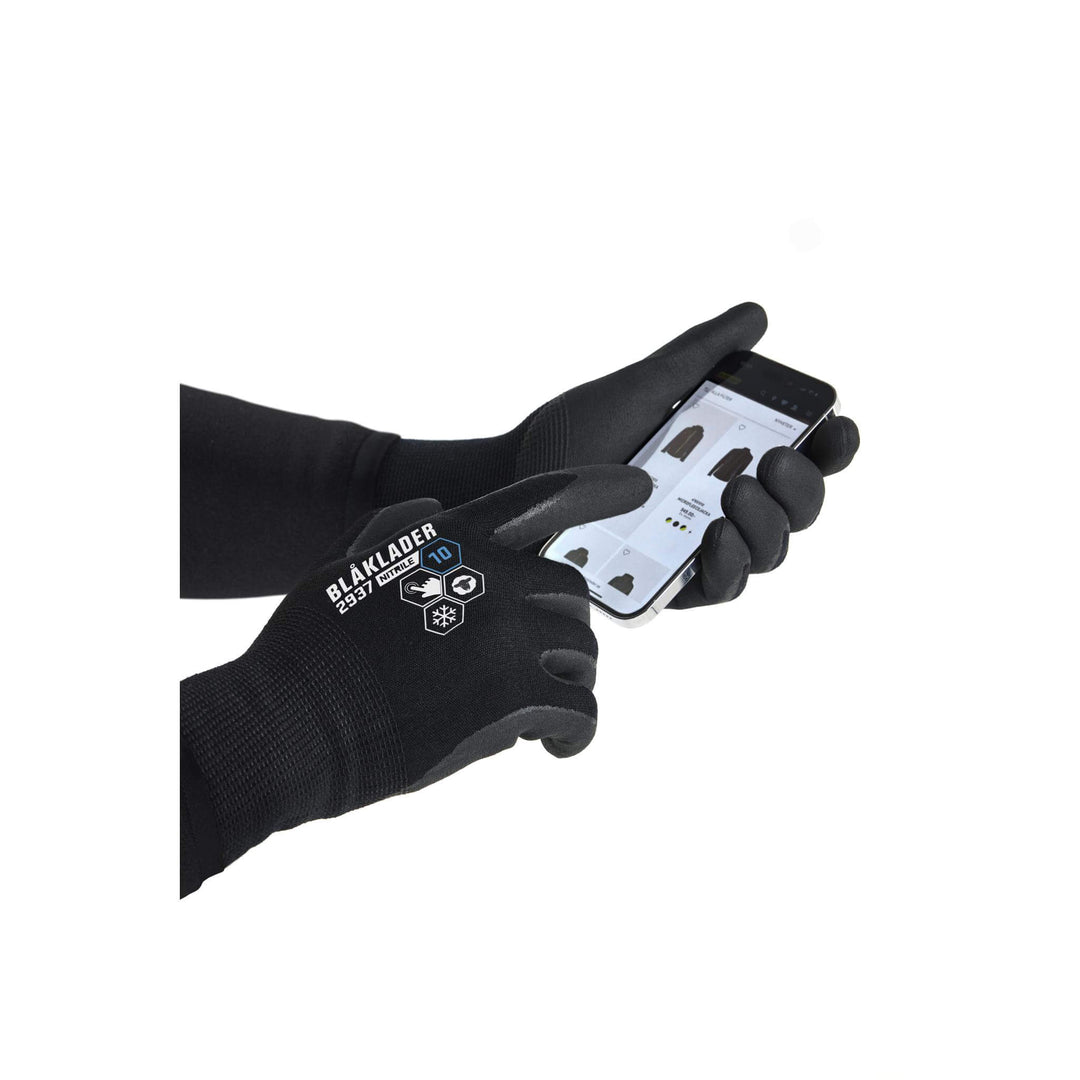Blaklader 29371412 Supreme Warm Light Lined Winter Gloves Black Detail 1 #colour_black