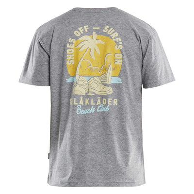 Blaklader 94191043 T-Shirt Blaklader Beach Club Print Grey Melange Rear #colour_grey-melange