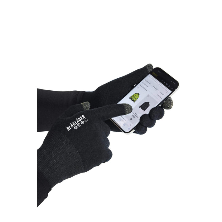 Blaklader 29991413 Touchscreen Wool Gloves Black Detail 1 #colour_black