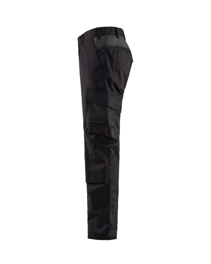 Blaklader 14481832 Trousers Knee-Pad Stretch Black/Dark Grey Left #colour_black-dark-grey