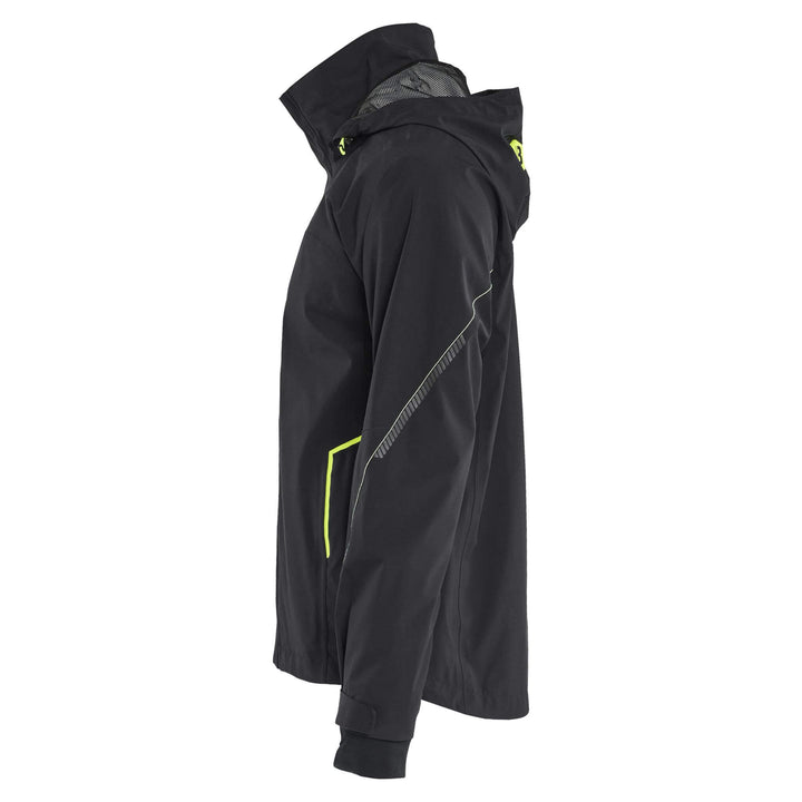 Blaklader 44831917 Waterproof Breathable Stretch Shell Jacket Black/Hi-Vis Yellow Left #colour_black-hi-vis-yellow