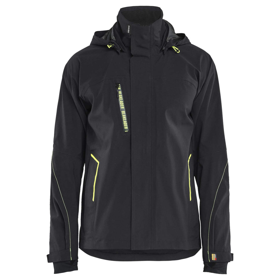 Blaklader 44831917 Waterproof Breathable Stretch Shell Jacket Black/Hi-Vis Yellow Main #colour_black-hi-vis-yellow