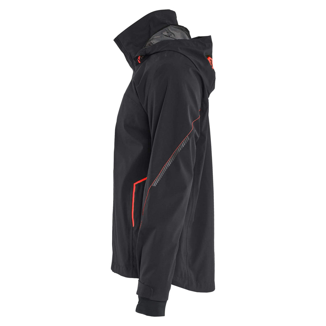 Blaklader 44831917 Waterproof Breathable Stretch Shell Jacket Black/Red Left #colour_black-red