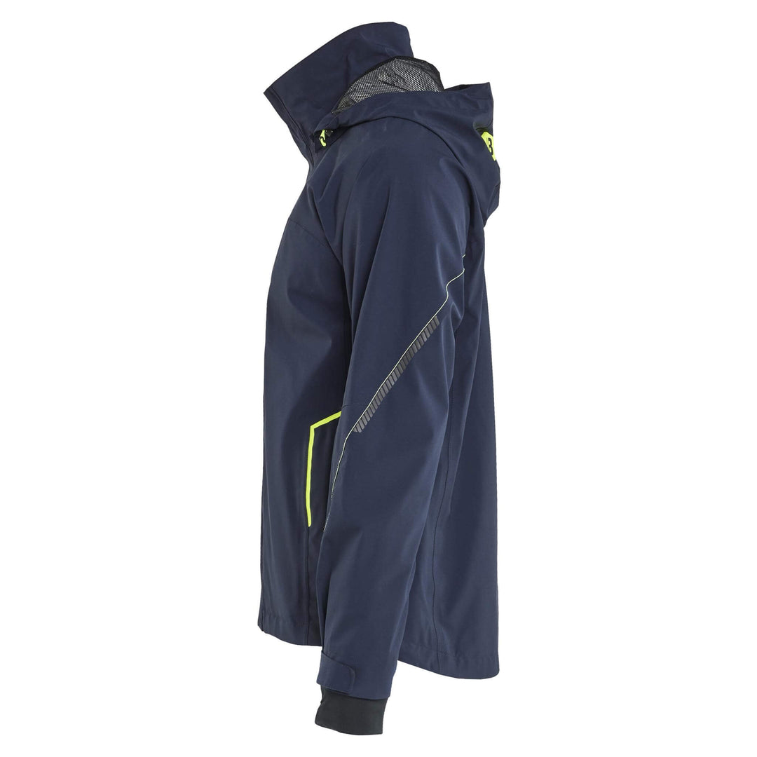 Blaklader 44831917 Waterproof Breathable Stretch Shell Jacket Dark Navy Blue/Hi-Vis Yellow Left #colour_dark-navy-blue-hi-vis-yellow