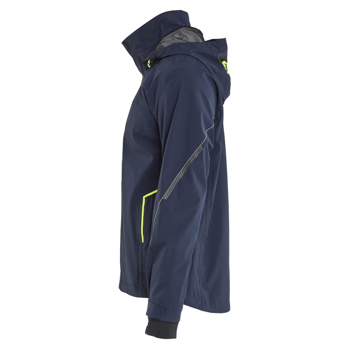 Blaklader 44831917 Waterproof Breathable Stretch Shell Jacket Dark Navy Blue/Hi-Vis Yellow Left #colour_dark-navy-blue-hi-vis-yellow