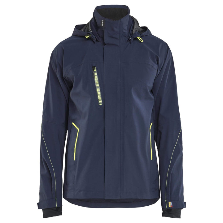 Blaklader 44831917 Waterproof Breathable Stretch Shell Jacket Dark Navy Blue/Hi-Vis Yellow Main #colour_dark-navy-blue-hi-vis-yellow