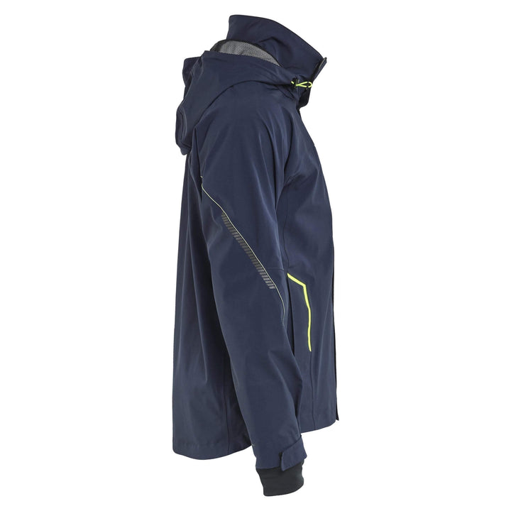Blaklader 44831917 Waterproof Breathable Stretch Shell Jacket Dark Navy Blue/Hi-Vis Yellow Right #colour_dark-navy-blue-hi-vis-yellow