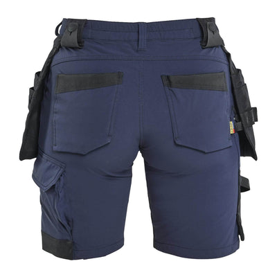 Blaklader 71241645 Womens 4-Way Stretch Craftsman Shorts with Detachable Holster Pockets Dark Navy Blue/Black Rear #colour_dark-navy-blue-black