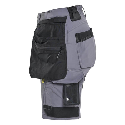 Blaklader 71241645 Womens 4-Way Stretch Craftsman Shorts with Detachable Holster Pockets Mid Grey/Black Left #colour_mid-grey-black