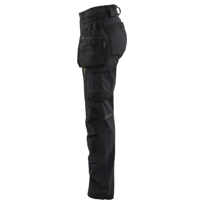 Blaklader 71211645 Womens 4-Way Stretch Craftsman Trousers with Detachable Holster Pockets Black Left #colour_black