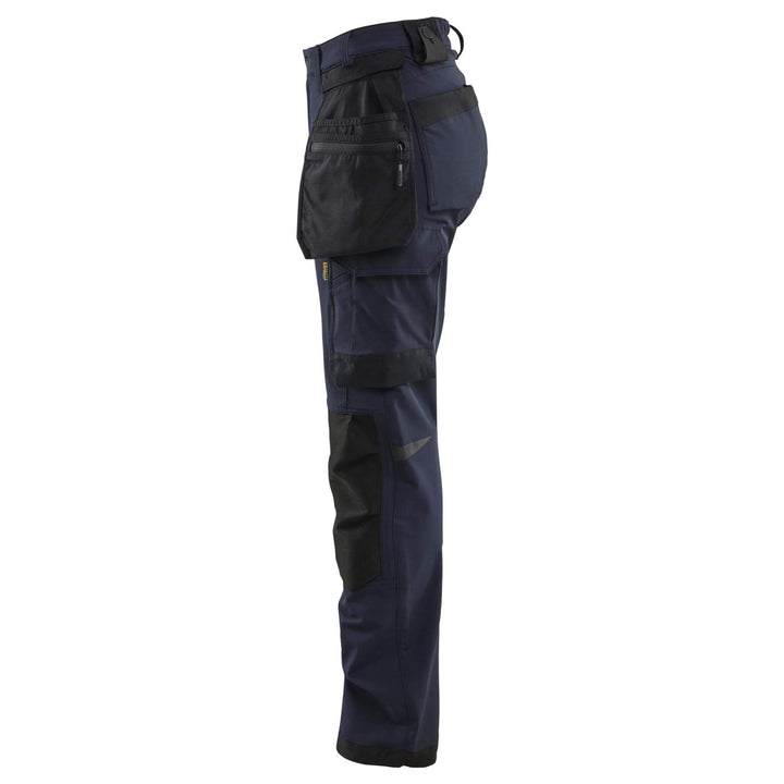 Blaklader 71211645 Womens 4-Way Stretch Craftsman Trousers with Detachable Holster Pockets Dark Navy Blue/Black Left #colour_dark-navy-blue-black