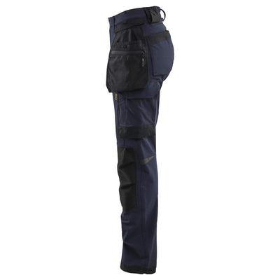 Blaklader 71211645 Womens 4-Way Stretch Craftsman Trousers with Detachable Holster Pockets Dark Navy Blue/Black Left #colour_dark-navy-blue-black