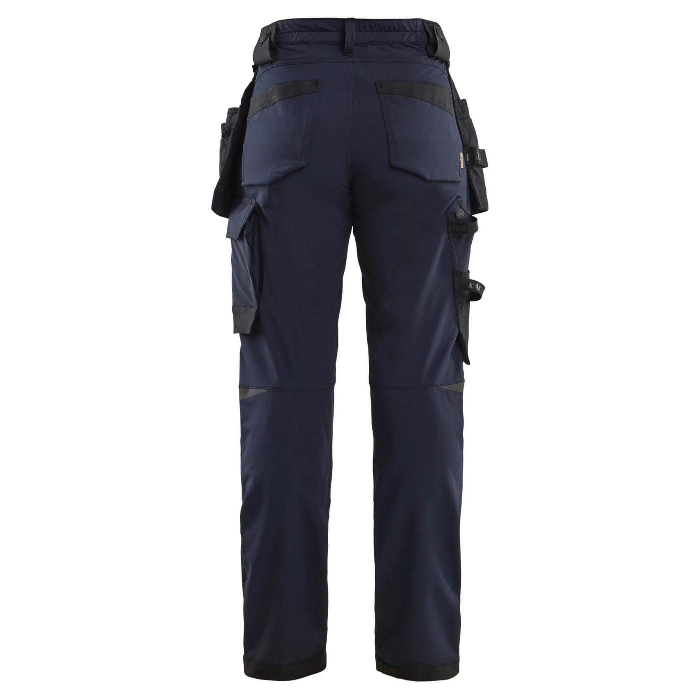 Blaklader 71211645 Womens 4-Way Stretch Craftsman Trousers with Detachable Holster Pockets Dark Navy Blue/Black Rear #colour_dark-navy-blue-black