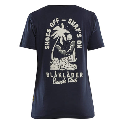 Blaklader 94171042 Womens Cotton T-Shirt Blaklader Beach Club Dark Navy Blue Rear #colour_dark-navy-blue