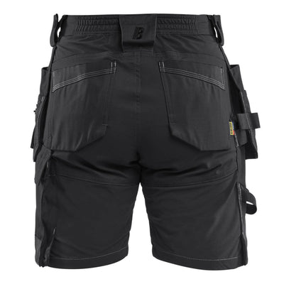 Blaklader 71331832 Womens Craftsman Stretch Shorts with Holster Pockets Black Rear #colour_black