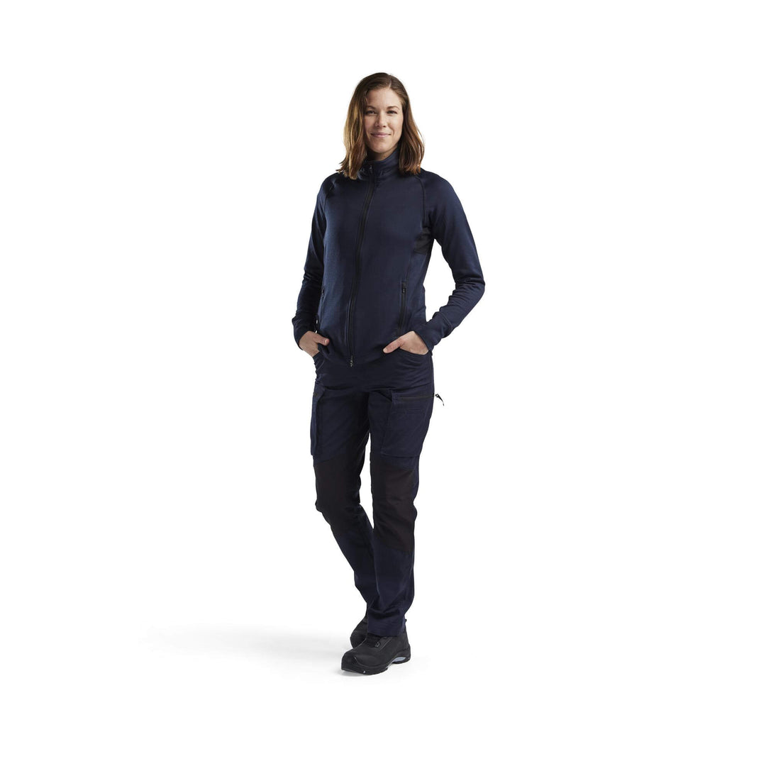 Blaklader 47452539 Womens Fleece Jacket Dark Navy Blue Model Front #colour_dark-navy-blue