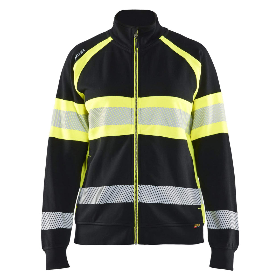 Blaklader 35051158 Womens Hi-Vis Sweatshirt Black/Hi-Vis Yellow Main #colour_black-hi-vis-yellow