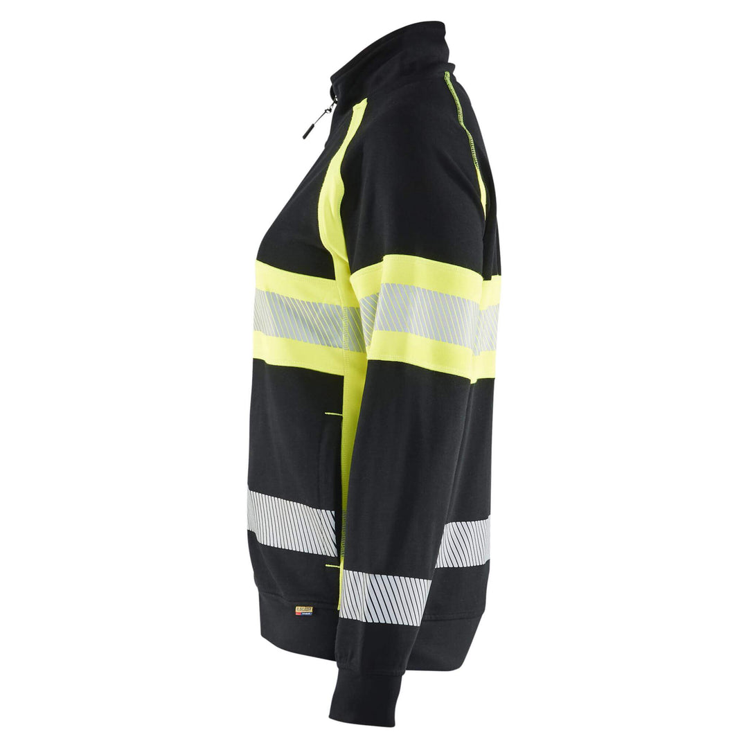 Blaklader 35051158 Womens Hi-Vis Sweatshirt Black/Hi-Vis Yellow Left #colour_black-hi-vis-yellow