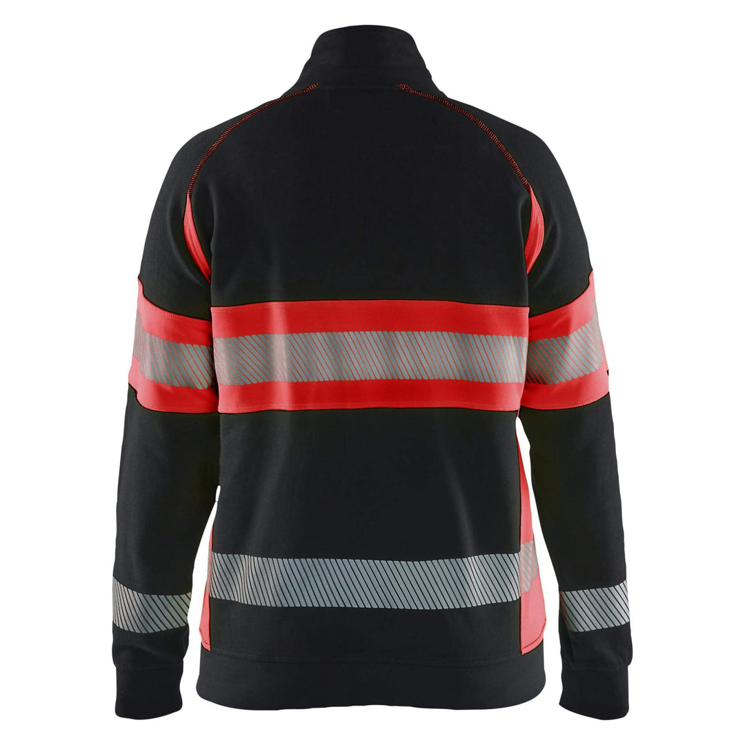 Blaklader 35051158 Womens Hi-Vis Sweatshirt Black/Red Rear #colour_black-red