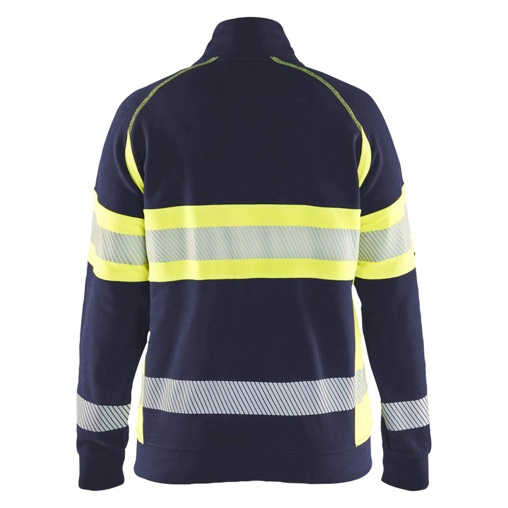 Blaklader 35051158 Womens Hi-Vis Sweatshirt Navy Blue/Hi-Vis Yellow Rear #colour_navy-blue-hi-vis-yellow