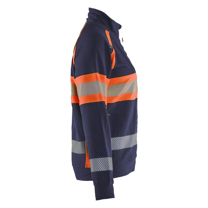 Blaklader 35051158 Womens Hi-Vis Sweatshirt Navy Blue/Orange Right #colour_navy-blue-orange