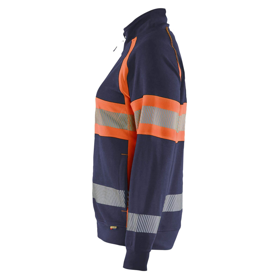 Blaklader 35051158 Womens Hi-Vis Sweatshirt Navy Blue/Orange Left #colour_navy-blue-orange