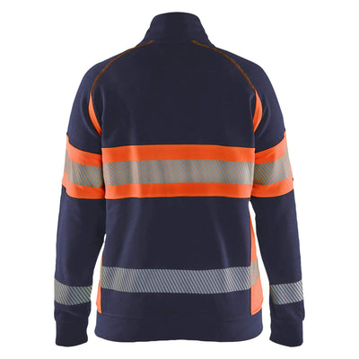 Blaklader 35051158 Womens Hi-Vis Sweatshirt Navy Blue/Orange Rear #colour_navy-blue-orange