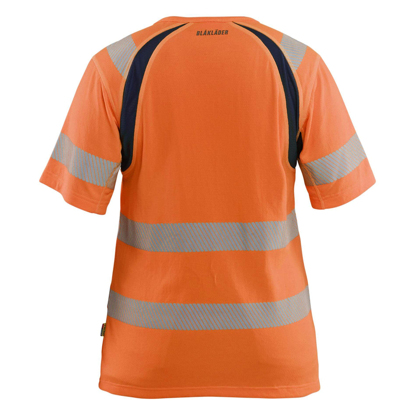 Blaklader 35032537 Womens Hi-Vis T-Shirt Orange/Navy Blue Rear #colour_orange-navy-blue