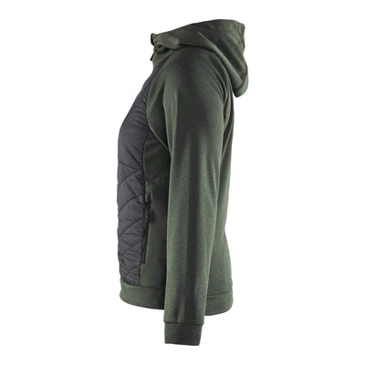 Blaklader 34642533 Womens Hybrid Zip Sweatshirt Jacket Autumn Green/Black Left #colour_autumn-green-black