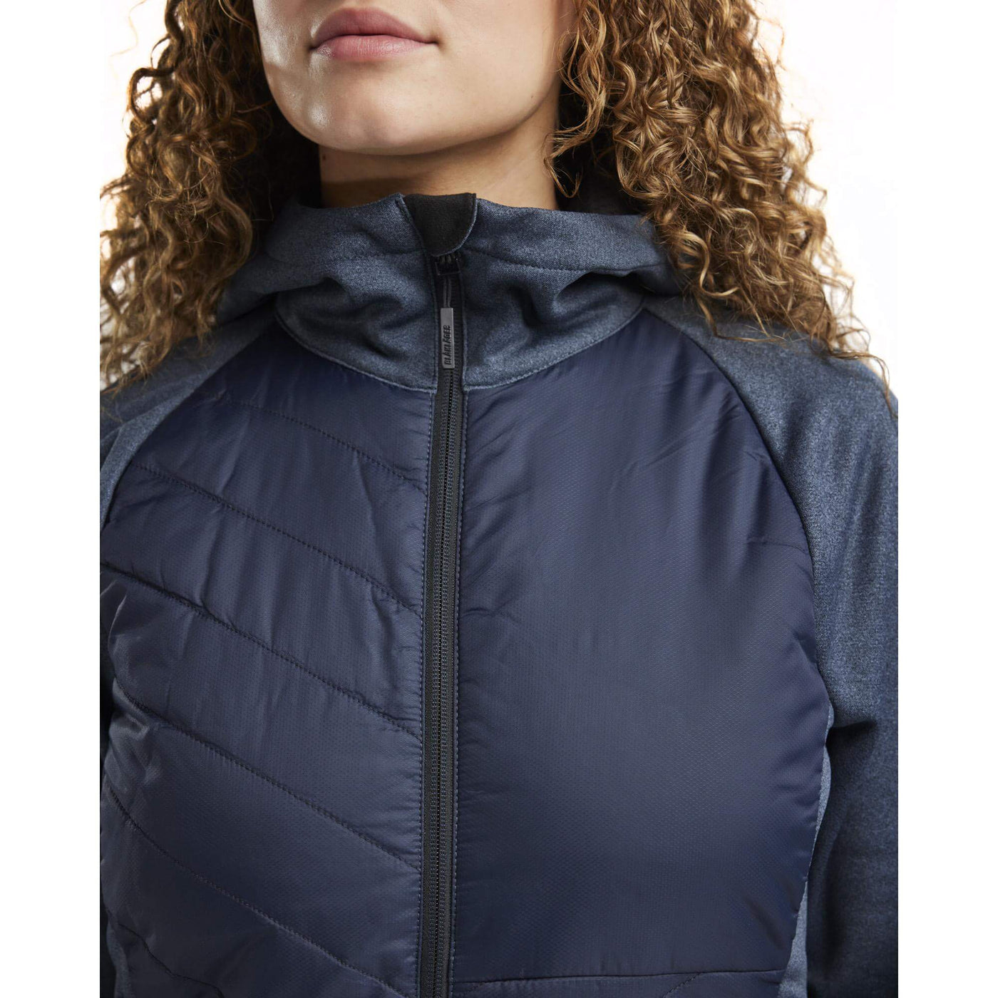 Blaklader 34642533 Womens Hybrid Zip Sweatshirt Jacket Numb Blue/Dark Navy Blue Detail 1 #colour_numb-blue-dark-navy-blue