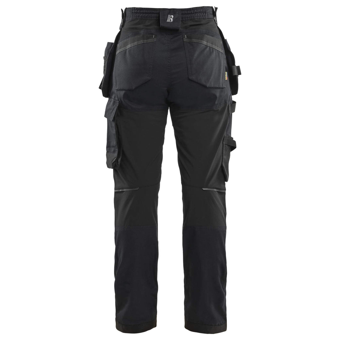 Blaklader 71321832 Womens Lightweight Craftsman Stretch Trousers with Kneepad Pockets Black Rear #colour_black