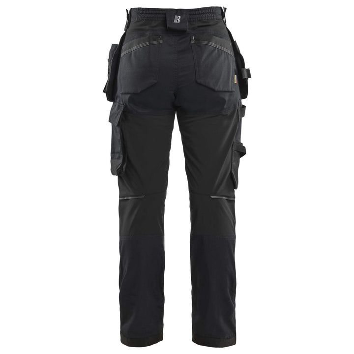 Blaklader 71321832 Womens Lightweight Craftsman Stretch Trousers with Kneepad Pockets Black Rear #colour_black