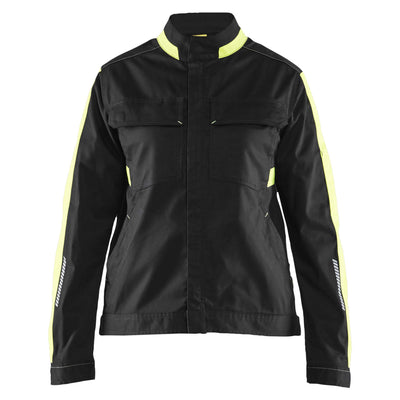 Blaklader 44431832 Womens Stretch Industry Jacket Black/Hi-Vis Yellow Main #colour_black-hi-vis-yellow