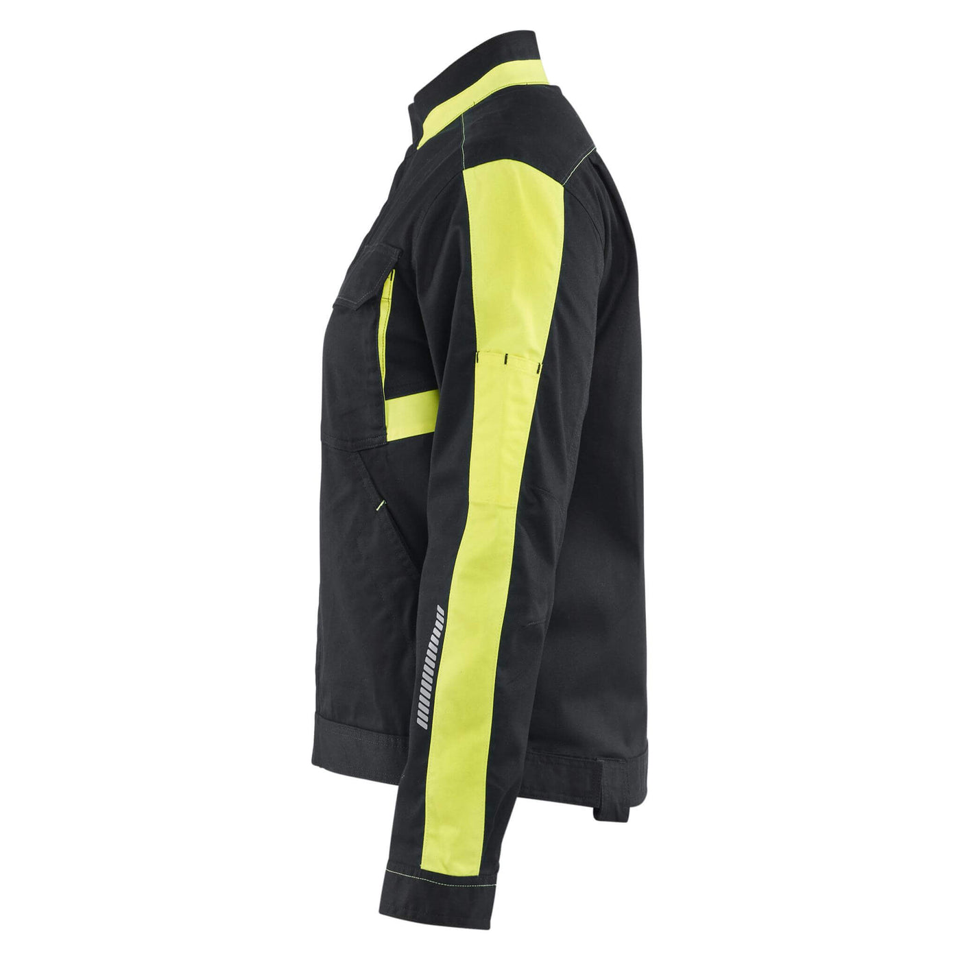 Blaklader 44431832 Womens Stretch Industry Jacket Black/Hi-Vis Yellow Left #colour_black-hi-vis-yellow