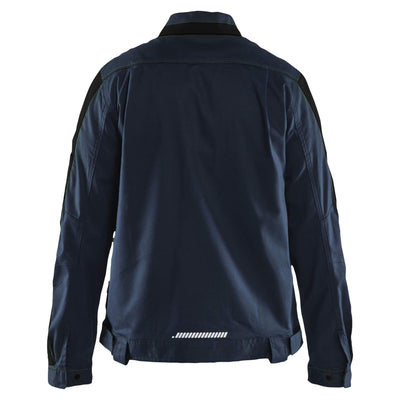 Blaklader 44431832 Womens Stretch Industry Jacket Dark Navy Blue/Black Rear #colour_dark-navy-blue-black