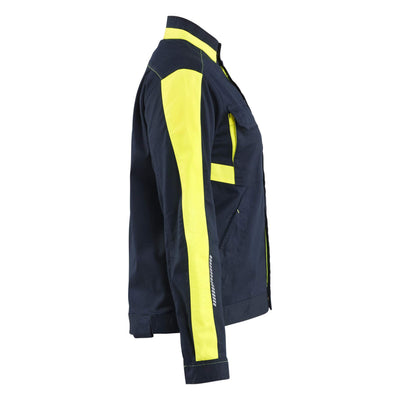 Blaklader 44431832 Womens Stretch Industry Jacket Dark Navy Blue/Hi-Vis Yellow Right #colour_dark-navy-blue-hi-vis-yellow