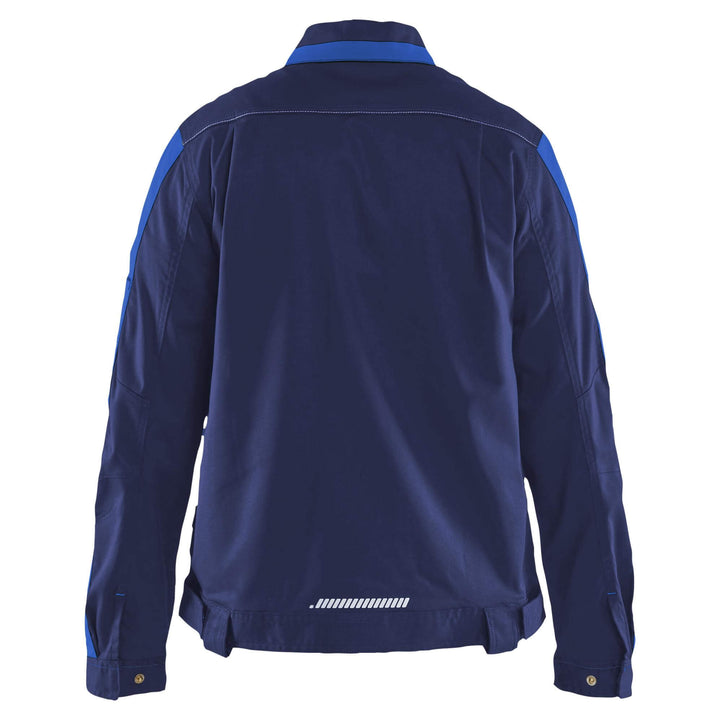 Blaklader 44431832 Womens Stretch Industry Jacket Navy Blue/Cornflower Blue Rear #colour_navy-blue-cornflower-blue