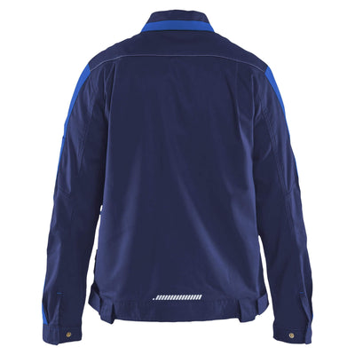 Blaklader 44431832 Womens Stretch Industry Jacket Navy Blue/Cornflower Blue Rear #colour_navy-blue-cornflower-blue